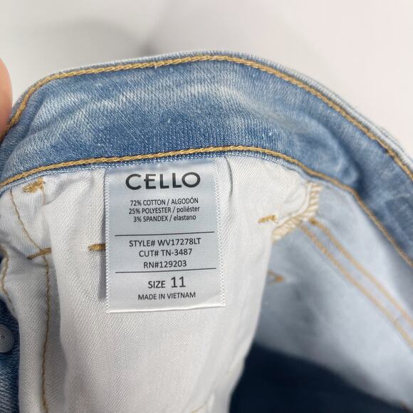New Cello Size 11 Medium Wash Ripped High Rise Skinny Jeans Distressed Cotton - Picture 11 of 12